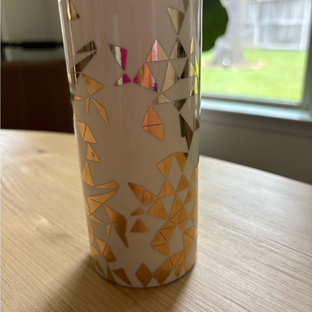 J. Crew Gold and White Mosaic Vase